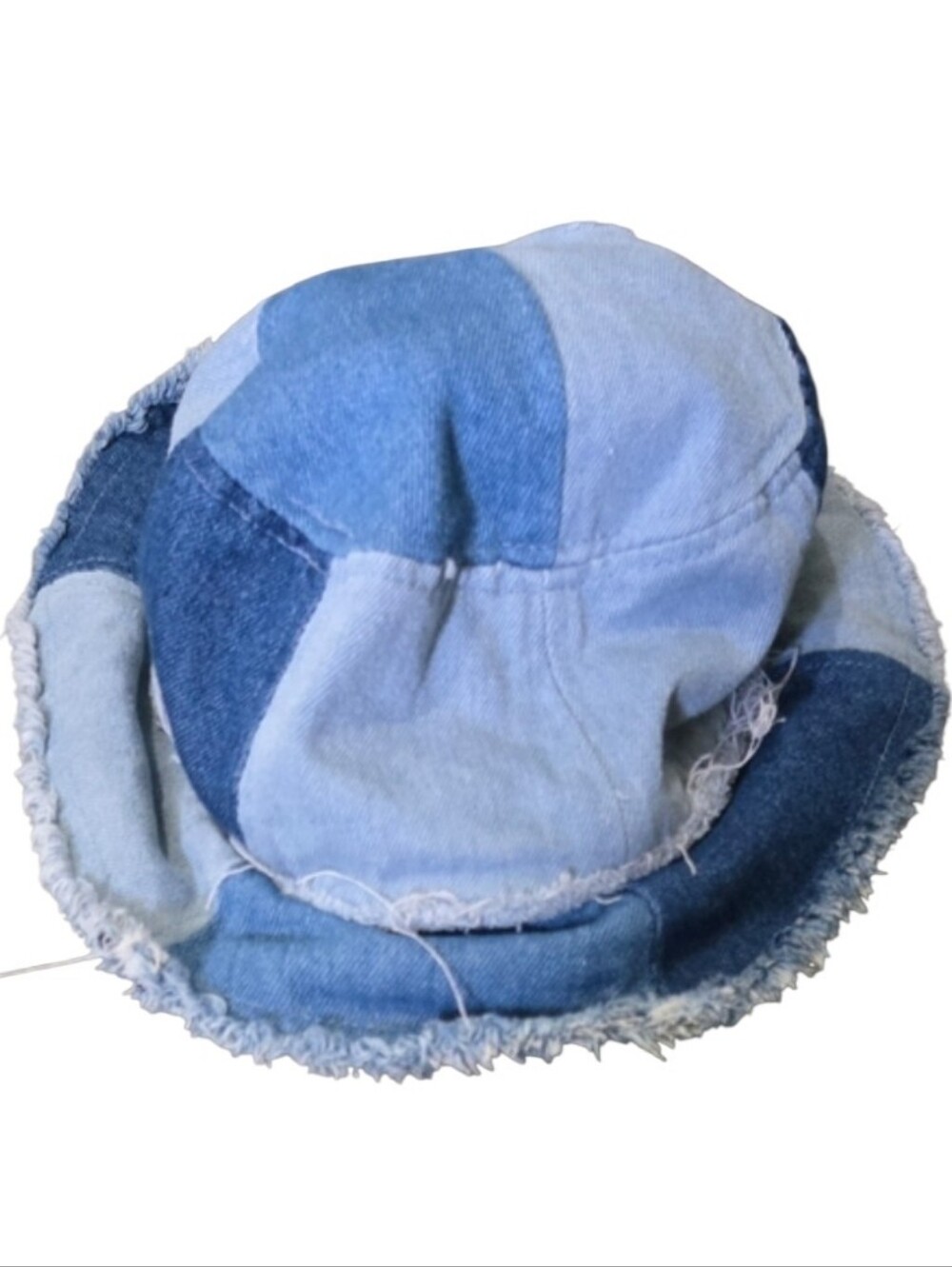 Patchwork Light Blue Denim Bucket Hat - Women's Casual Sun Hat